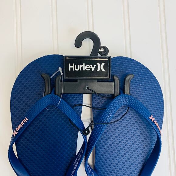 NWT Hurley Sz 6 Blue Pink Flip Flop Sandals - Picture 2 of 3